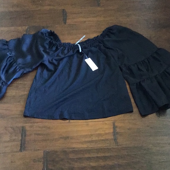 NWT Anthropologie Black Bell Sleeve Blouse - Picture 4 of 5